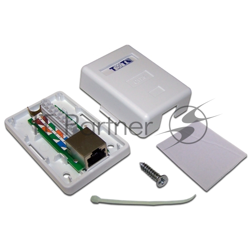 Настенная розетка, 1 порт RJ-45 категории 6, STP, белая