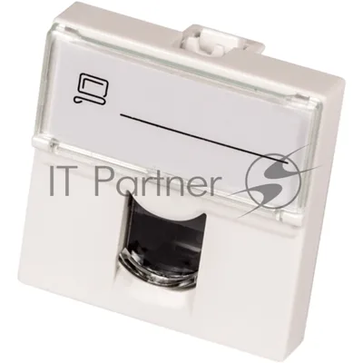 Вставка Mosaic 45x45, RJ-45 UTP, кат.5e, со шторкой и увеличенным окном маркировки, белая