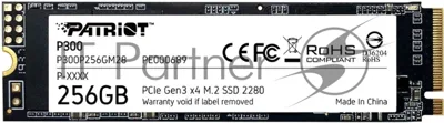 Накопитель SSD Patriot P300, 256Gb, PCIe 3.0 x4, M.2 2280, NVMe, R/W 1700/1100