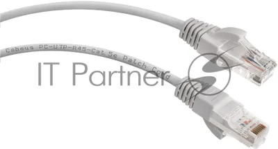 Патч-корд Cabeus PC-UTP-RJ45-Cat.5e-5m U/UTP, cat.5е, 2xRJ45/8p8c, неэкранированный, серый, PVC, 5м