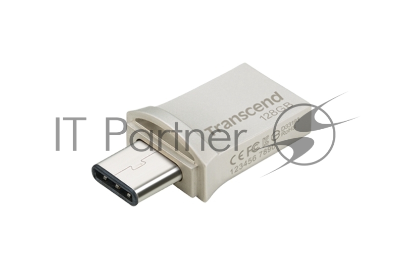 Флешка USB Transcend JetFlash 890S (TS128GJF890S), 128Gb, USB 3.1/Type-C, R/W 70/25, темно-серый