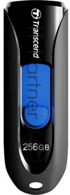 Флешка USB Transcend JetFlash 790 (TS256GJF790K), 256Gb, USB 3.1, R/W 90/40, черный/синий
