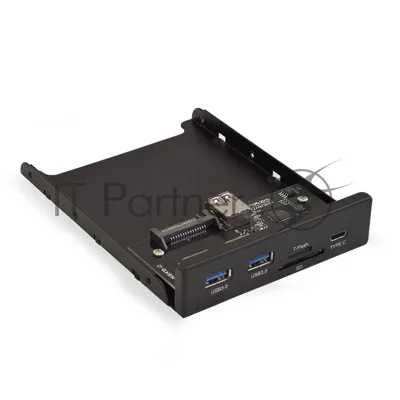 Планка USB на переднюю панель ExeGate U3H-621, 3,5", 2*USB 3.0+1*TypeC+1*SD+TF card, черная, металл, подсоединение к мат. плате