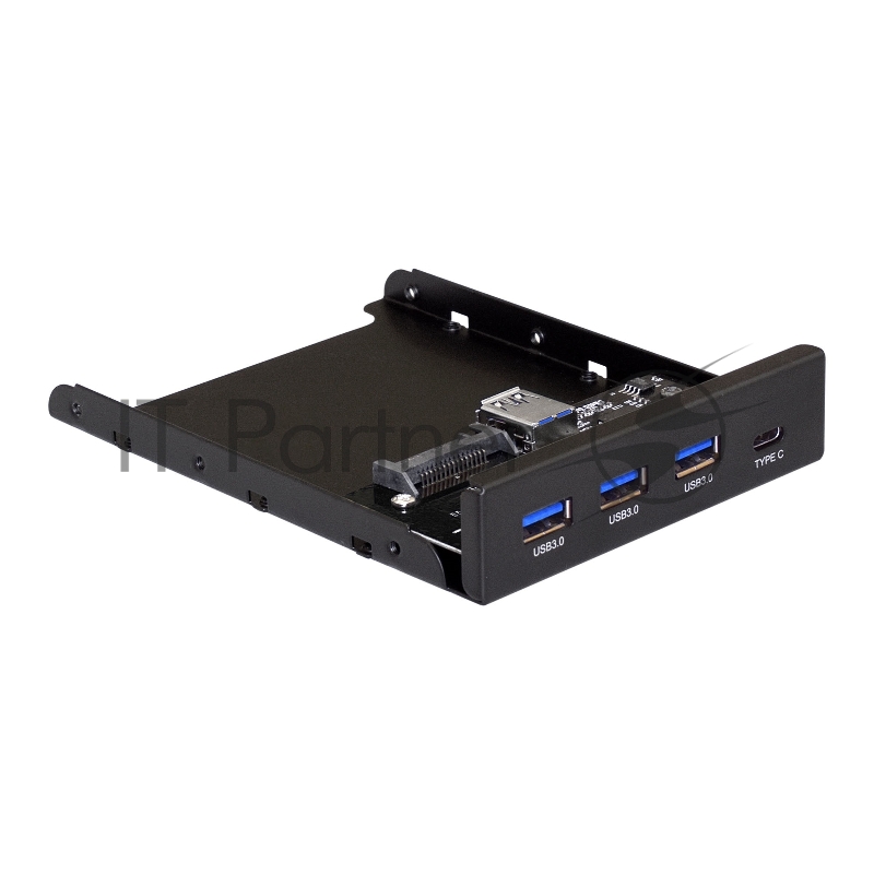 Планка USB на переднюю панель ExeGate U3H-623, 3,5", 3*USB3.0+1*TypeC, черная, металл, подсоединение к мат. плате12