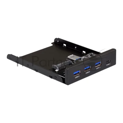 Планка USB на переднюю панель ExeGate U3H-623, 3,5", 3*USB3.0+1*TypeC, черная, металл, подсоединение к мат. плате12
