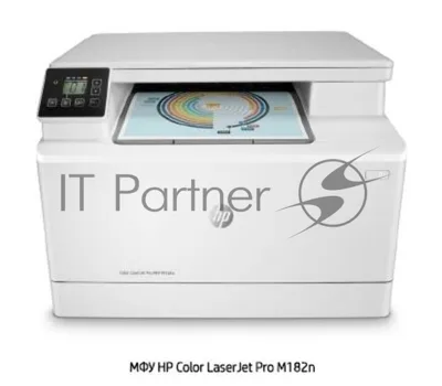 МФУ лазерное HP Color LaserJet Pro MFP M182n (7KW54A), A4, цветной, печ. до 16 стр/мин., 600 x 600 dpi (печать) 1200x1200dpi (скан.), USB, RJ-45, Air Print, Mopria