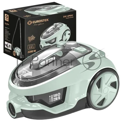 Пылесос Eurostek EVC-KP05С серый/бирюзовый, 400/2600 Вт, уборка сухая, пылесборник контейнер 2.5 л