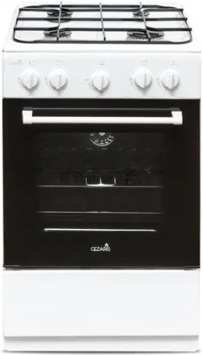 Плита газовая Cezaris ПГ 2150-00 белый, конфорок 4 шт, духовка 43 л, 51 см x 85 см x 55 см