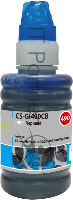 Чернила Cactus CS-GI490CB голубой100мл для Canon Pixma G1400/G2400/G3400