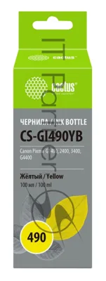 Чернила Cactus CS-GI490YB желтый100мл для Canon Pixma G1400/G2400/G3400