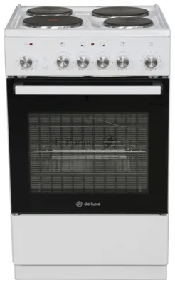 Плита электрическая De Luxe 5004.16Э белый, конфорок 4 шт, духовка 46 л, 50 см x 85 см x 50 см