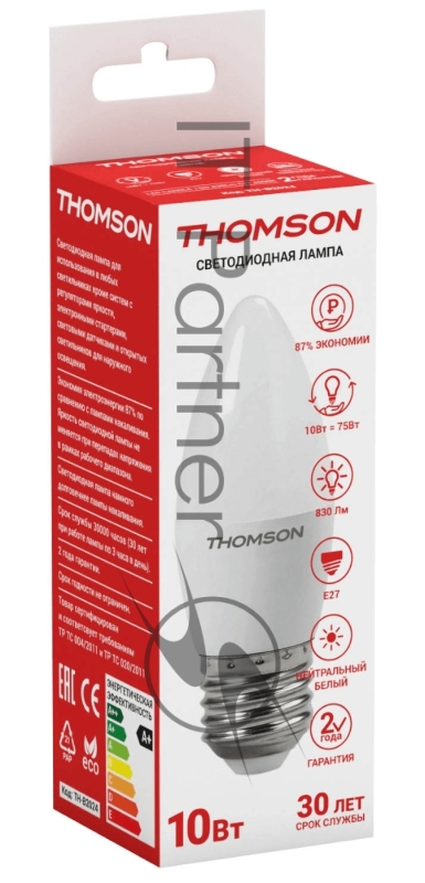 Лампа светодиодная Hiper THOMSON LED CANDLE 10W 830Lm E27 4000K TH-B2024