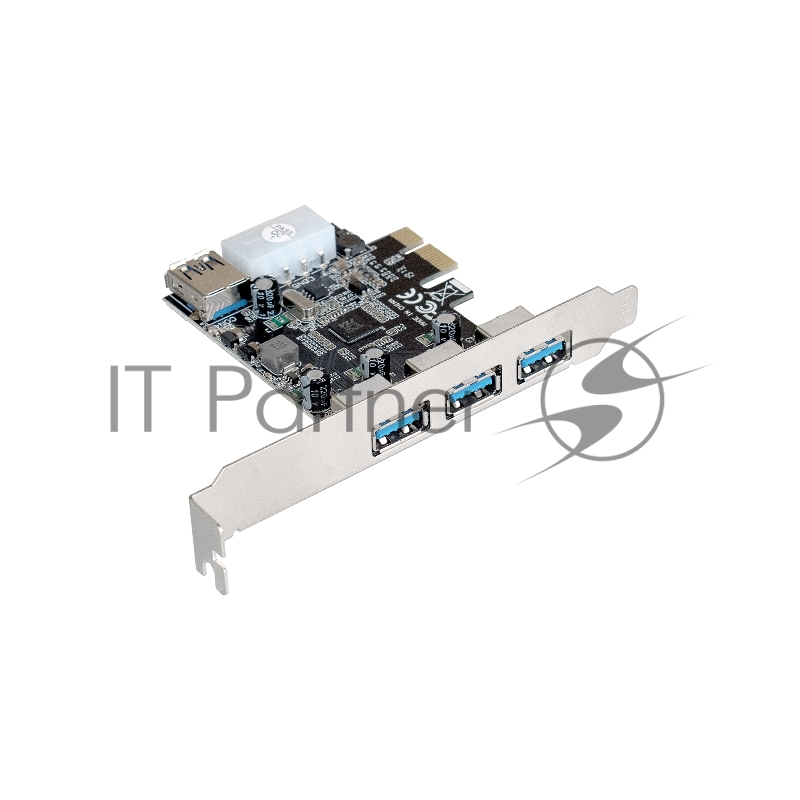 Контроллер ExeGate EXE-367 PCI-E 2.0, 3*USB 3.0 ext + 1*USB 3.0 int, разъем доп.питания (OEM)