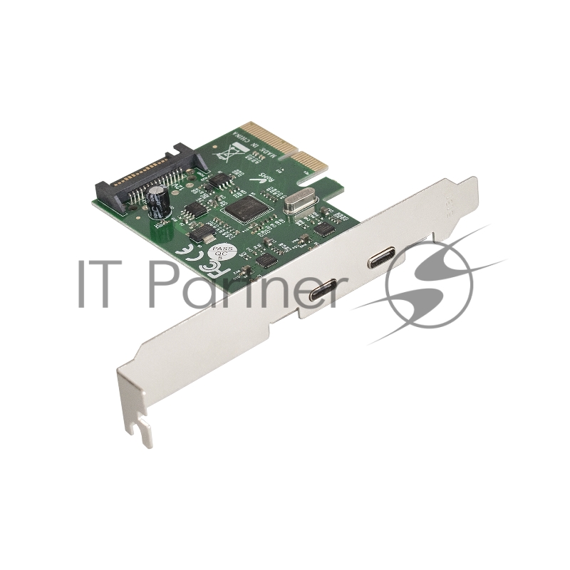Контроллер ExeGate EXE-313 PCI-Ex4, 2*USB3.1 Type-C ext, разъем доп.питания (OEM)