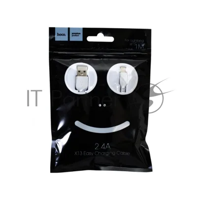 Кабель USB 2.0 HOCO X13, AM/Lightning M, белый, 1м