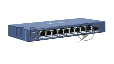 Коммутатор Hikvision DS-3E0510P-E/M, 8×1 Гбит/с PoE+ + 1×1 Гбит/с + 1×1 Гбит/с SFP, неуправляемый
