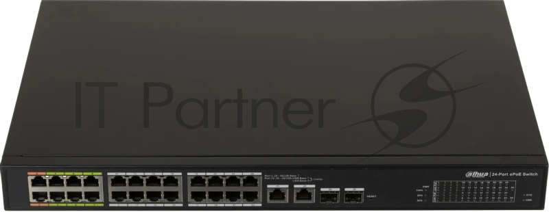 Коммутатор Dahua DH-LR2226-24ET-360, 24×100 Мбит/с + 2×1 Гбит/с + 2×1 Гбит/с Combo, управляемый