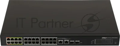 Коммутатор Dahua DH-LR2226-24ET-360, 24×100 Мбит/с + 2×1 Гбит/с + 2×1 Гбит/с Combo, управляемый