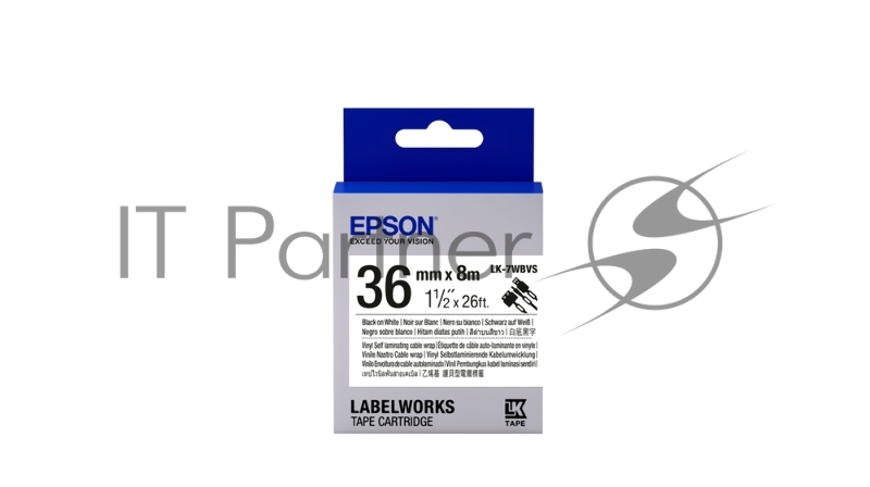 Картридж ленточный Epson LK-7WBVS (C53S657014) черный на белом (36 мм 8 м) для LabelWorks LW-900P LW-900