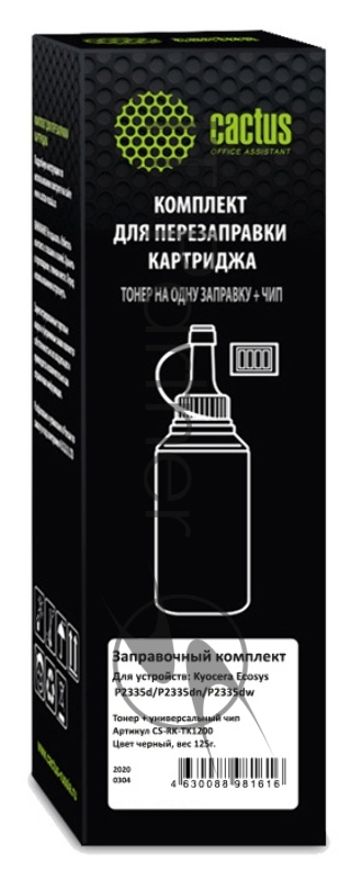 Тонер Cactus CS-RK-TK1200 черный туба 125гр. (в компл.:чип) для принтера Kyocera Ecosys P2335d/P2335dn/P2335dw