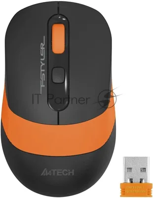 Мышь беспроводная A4Tech Fstyler FG10S черный/оранжевый, 2000 dpi, радиоканал, USB, кнопки - 4