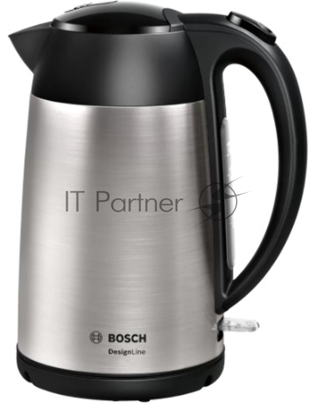 Электрочайник Bosch TWK3P420 черный, 1.7 л, 2400 Вт, скрытый нагревательный элемент