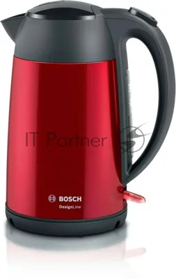 Чайник электрический Bosch TWK3P424 красный, 1.7 л, 2400 Вт, скрытый нагревательный элемент