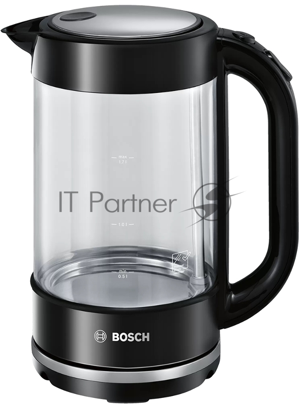 Электрочайник Bosch TWK70B03 черный, 1.7 л, 2400 Вт, скрытый нагревательный элемент