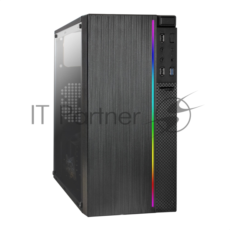 Компьютерный корпус Minitower ExeGate mEVO-9301 Black-RGb light, ATX, (700NPX), с окном, 2*USB+1*USB 3.0, HD Audio