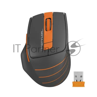 Мышь беспроводная A4Tech Fstyler FG30S серый/оранжевый, 2000 dpi, радиоканал, USB, кнопки - 6