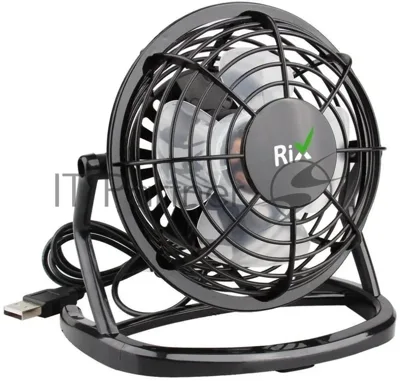 Вентилятор Rix RDF-1500USB чёрный, настольный, 2.5 Вт, 1 скорость, 10 см