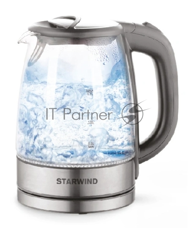 Электрочайник Starwind SKG2315 серый/серебристый, 1.7 л, 2200 Вт, скрытый нагревательный элемент