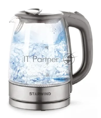 Электрочайник Starwind SKG2315 серый/серебристый, 1.7 л, 2200 Вт, скрытый нагревательный элемент