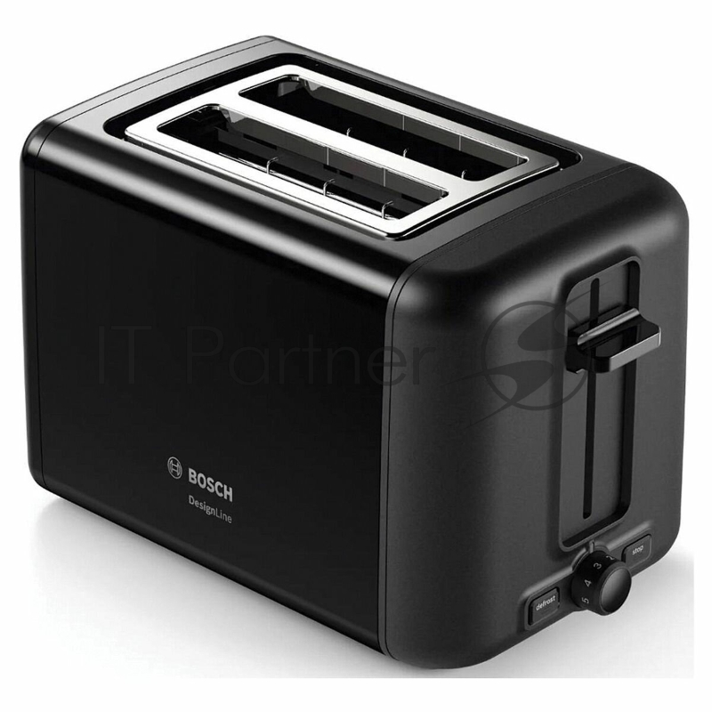 Тостер Bosch TAT3P423 черный, 970 Вт, 2 слота