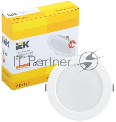 Светильник светодиодный Iek LDVO0-1612-09-3000-K01 ДВО 1612 белый круг 9Вт 3000К IP20 пластик. корпус, диам 118 мм