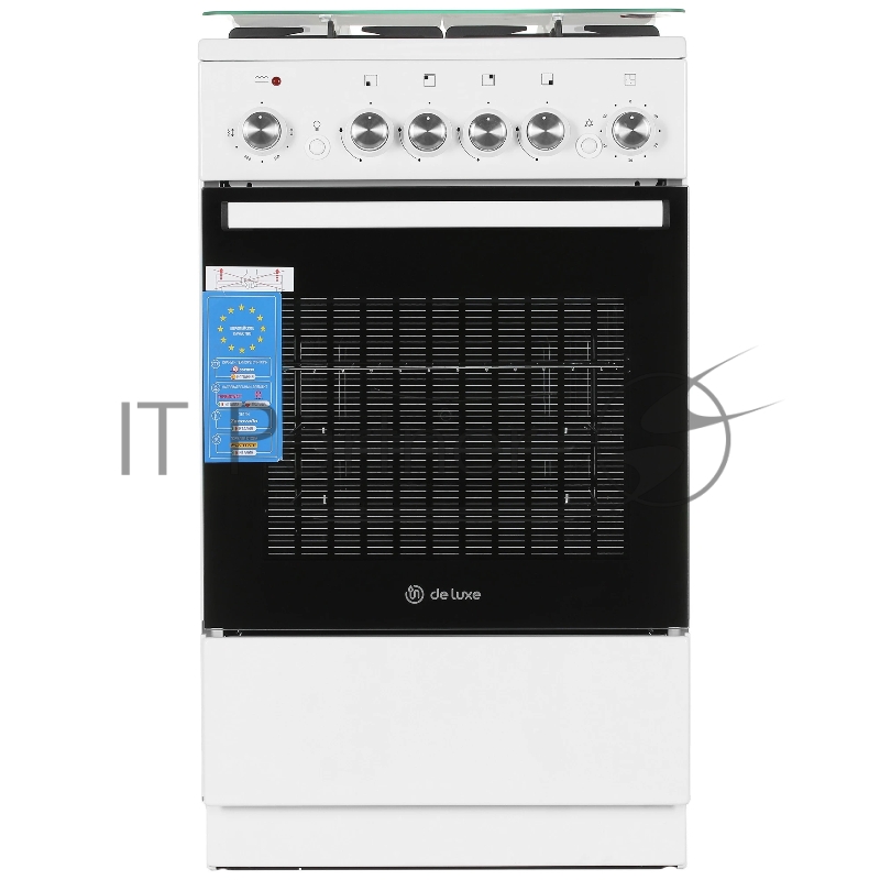 Плита комбинированная De Luxe 5040.40ГЭ (КР) ЧР белый, конфорок 4 шт, духовка 43 л, 50 см x 85 см x 50 см