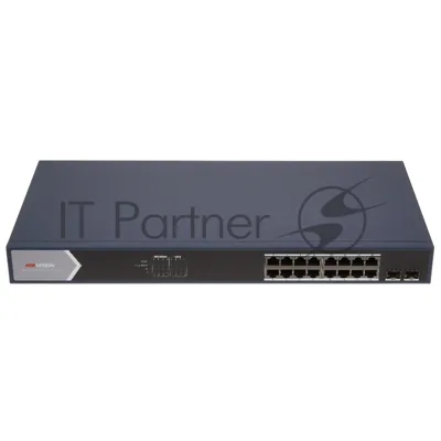 Коммутатор Hikvision DS-3E0518P-E/M, 16×1 Гбит/с PoE + 1×1 Гбит/с RJ45 + 1×1 Гбит/с SFP, неуправляемый