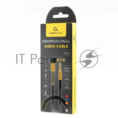 Кабель Cablexpert аудио 90˚ спиральный CCAB-02-35MMLC-1.8MR. 3.5 Jack (M)/3.5 Jack (M), красный, 1.8м, блистер