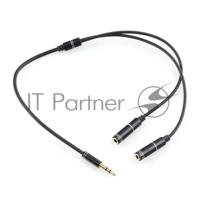 Кабель аудио разветвитель Cablexpert CCAB-02-35MY-0.2MB. 3.5 джек (M)/2х 3.5 джек (F), черный, 0.2м, блистер