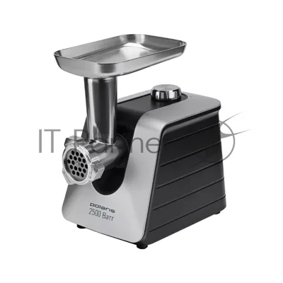Мясорубка электрическая Polaris PMG 2561 черный, 2500 Вт, 2.7 кг/мин, реверс, защита от перегрузки, металлический лоток, насадки - 7