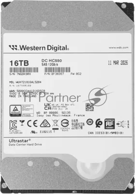 Жесткий диск Western Digital SAS 16Tb 7200RPM 12Gb/S 512MB DC HC550 0F38357 WD