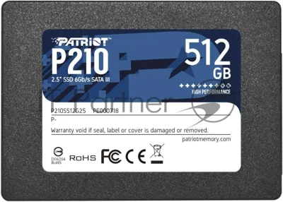 Накопитель SSD Patriot P210, 512Gb, SATA III, 2.5", R/W 520/430