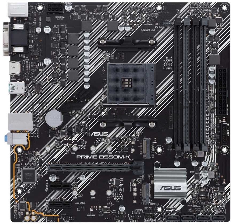 Материнская плата ASUS PRIME B550M-K, AM4, AMD B550, 4xDDR4, 4xSATA, 2xM.2, 1xPCIe 4.0 x16, 2xPCIe x1, D-Sub, DVI-D, HDMI, 1x 1Gb LAN, 6xUSB, 3x3.5 мм, 7.1, microATX