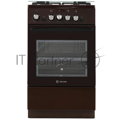 Плита газовая De Luxe 5040.32Г (КР) ЧР 014 коричневый, конфорок 4 шт, духовка 46 л, 50 см x 85 см x 50 см