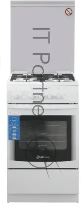 Плита Газовая De Luxe 506040.14г (кр) ЧР белый (стеклянная крышка) реш.чугун