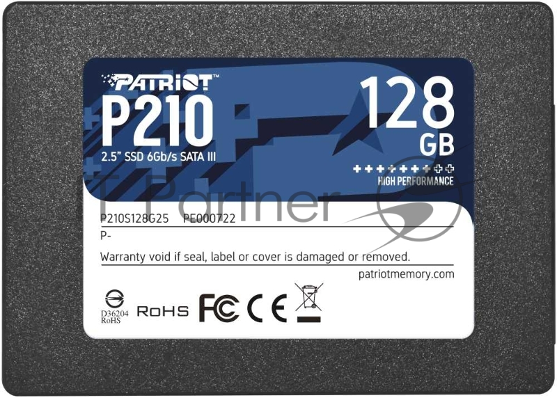 Накопитель SSD Patriot P210, 128Gb, SATA III, 2.5", R/W 450/430