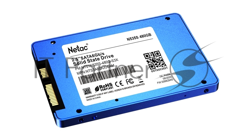 Накопитель SSD Netac N535S, 480Gb, SATA III, 2.5", 560/520