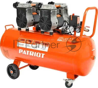 Компрессор поршневой безмасляный Patriot WO 80-360, 360 л/мин, 8 бар, 2200 Вт, 80 л, быстросъем и "елочка" с вентилем