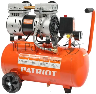 Компрессор поршневой безмасляный Patriot WO 24-260S, 260 л/мин, 8 бар, 1500 Вт, 24 л, быстросъемный 1/4"