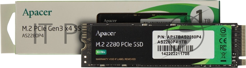 Накопитель SSD Apacer 1Tb, M.2 2280, AS2280P4 PCIe 3.0 x4, NVMe, R/W 3000/2000
